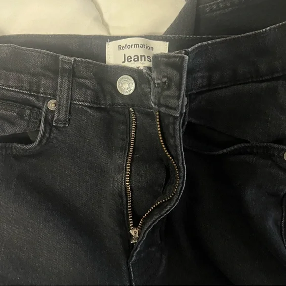 Reformation Emma High Rise Wide Leg Black Jeans Size 26 Boho Minimalist Festival - Picture 5 of 8